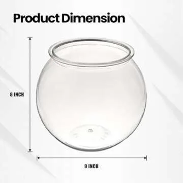 Koller Products 1.5 gallon Fish Bowl, Crystal Clear Clarity with Shatterproof Plastic Fish Bowl for Betta/Nano/Goldfish, Wedding Event Home Decor