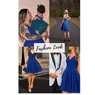 ELESOL Royal Blue Dresses Women's Sexy Adjustable Spaghetti Straps Summer Swing Dress L