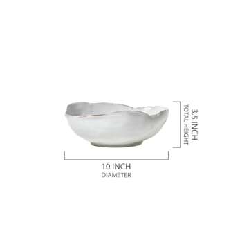Serene Spaces Living Extra Large Free-Form Edge Glazed Ceramic Bowl – Stylish Fruit Bowl, Dinnerwa...