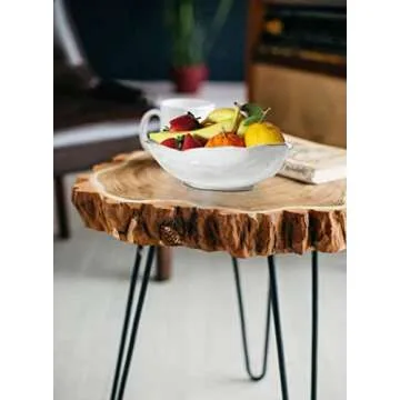 Serene Spaces Living Extra Large Free-Form Edge Glazed Ceramic Bowl – Stylish Fruit Bowl, Dinnerware, and Decorative Centerpiece for Vintage Weddings and Events, 10.5" Long, 8" Wide and 3.5" Tall