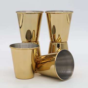 Elegant Gold Stainless Steel Shot Glasses Set of 6