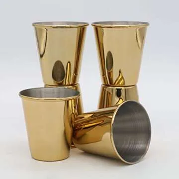 Elegant Gold Stainless Steel Shot Glasses Set of 6