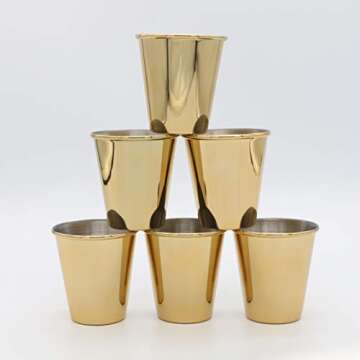 Elegant Gold Stainless Steel Shot Glasses Set of 6