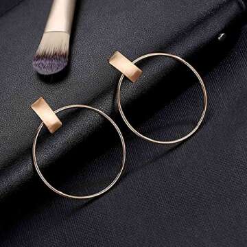 YienDoo Large Thin Hoop Earrings Circle Dangle Drop Earrings Gold Geometric Round Loop Earrings Bar Studs Bridal Hoop Earrings Wedding Prom Earrings Jewelry for Women