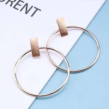 YienDoo Large Thin Hoop Earrings Circle Dangle Drop Earrings Gold Geometric Round Loop Earrings Bar Studs Bridal Hoop Earrings Wedding Prom Earrings Jewelry for Women