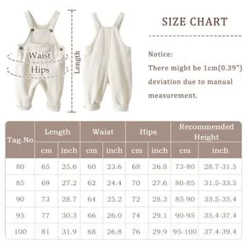 Infant Baby Girl Boy Corduroy Bib Overalls Toddler Unisex Solid Suspender Pants One Piece Strap Jumpsuit Fall Winter Outfit Beige 6-12 Months