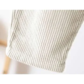 Infant Baby Girl Boy Corduroy Bib Overalls Toddler Unisex Solid Suspender Pants One Piece Strap Jumpsuit Fall Winter Outfit Beige 6-12 Months