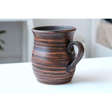 Oversized Unglazed 17 oz Handcrafted Tea Cup - Rustic Eco Friendly Stoneware for Coffee Lovers