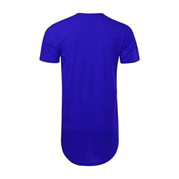 JD Apparel Men's Basic Hipster Hip Hop Elong Crewneck T-Shirt L Blue