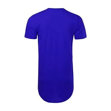 JD Apparel Men's Basic Hipster Hip Hop Elong Crewneck T-Shirt L Blue