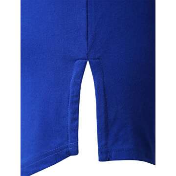 JD Apparel Men's Basic Hipster Hip Hop Elong Crewneck T-Shirt L Blue