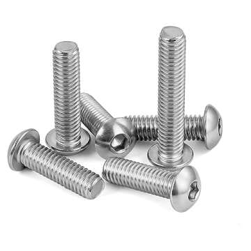 1/4-20 x 3/8" Button Head Socket Cap Bolts Screws, 18-8 Stainless Steel, Bright Finish, Full Thread, Allen Hex Drive, 25 PCS