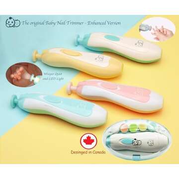 Baby Nail Trimmer 21 in 1, Usage Labeled Case & 13 Extra Replacement Tools, Royal Angels Baby Electric Nail File, Baby Nail Care, Nail Clipper Newborn Toddler Toes & Fingernails Nail Kit (Green)