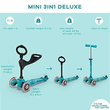 Micro Mini 3-in-1 Deluxe Scooter Aqua for Kids