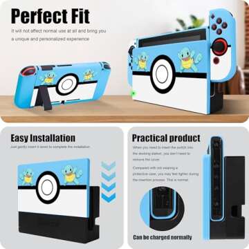 Xcitifun Carrying Case Compatible with Nintendo Switch, Protector Joy-Con Case & Dock Cover & Travel Bag Case & Keychain 7 in 1 Accessories Kit Set Switch Carry Cases for Boys Girls Kids - Blue Turtle