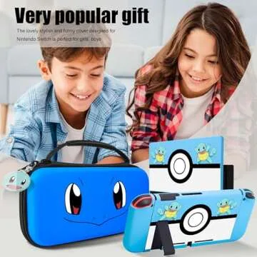 Xcitifun Carrying Case Compatible with Nintendo Switch, Protector Joy-Con Case & Dock Cover & Travel Bag Case & Keychain 7 in 1 Accessories Kit Set Switch Carry Cases for Boys Girls Kids - Blue Turtle