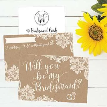 Hadley Designs 15 Will You Be My Bridesmaid Cards Kraft Lace, I Can't Say I Do Without You, Rustic Bridesmaids Proposal Note For Gifts, Blank Ask To Be Your Bridesmaids Invitations Set