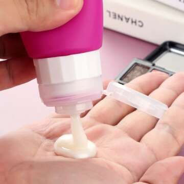 Gemice Travel Bottles for Toiletries Tsa Approved Size Containers BPA Free Leak Proof Tubs Refillable Liquid Accessories Cometic Shampoo and Lotion Soap