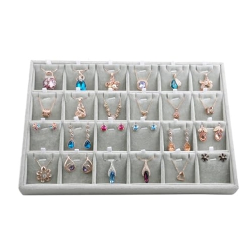 Oirlv Velvet Jewelry Tray: 24-Grid Organizer for Jewelry Display