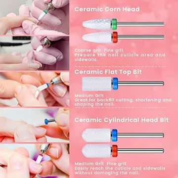 30 Pieces Nail Drill Bits Set 3/32 Inch Ceramic Efile Nail Drill Bits Diamond Cuticle Electric Nail File Carbide Cuticle Remover Bits for Home Salon Acrylic Gel Nail Manicure Pedicure Tools