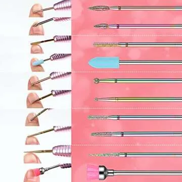 30 Pieces Nail Drill Bits Set 3/32 Inch Ceramic Efile Nail Drill Bits Diamond Cuticle Electric Nail File Carbide Cuticle Remover Bits for Home Salon Acrylic Gel Nail Manicure Pedicure Tools