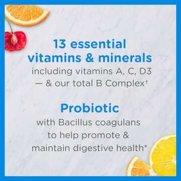 Zarbee's Kid's Complete Daily Multivitamin + Probiotic Gummies with Vitamins A B C D E & zinc for Di...