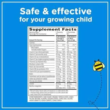 Zarbee's Kid's Complete Daily Multivitamin + Probiotic Gummies with Vitamins A B C D E & zinc for Digestive Health Easy To Chew, Natural Fruit 70 Count