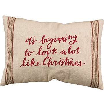 Primitives by Kathy Vintage Flour Sack Style Holiday Look A Lot Like Christmas Throw Pillow, 20 x 14-Inch