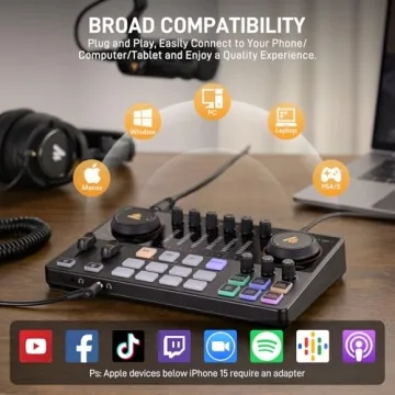 MAONO Podcast Equipment Bundle: Audio Interface Podcast mixer with Dual XLR Input, Quick to Mute, Noise Reduction, 8 Customize soundpads for Podcast Recording, Streaming, YouTube - MaonoCaster E2 Gen2