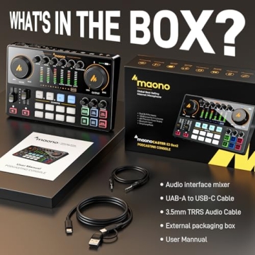 MAONO Podcast Equipment Bundle: Audio Interface Podcast mixer with Dual XLR Input, Quick to Mute, Noise Reduction, 8 Customize soundpads for Podcast Recording, Streaming, YouTube - MaonoCaster E2 Gen2