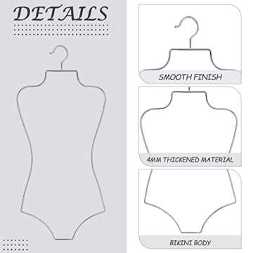 Lounsweer 10 Pack Lingerie Hangers Body Shape Display Hangers Metal Wire Bathing Suit Hangers Bikini Swimwear Hanging Rack Swimsuit Hanger for Bra Boutique Closet (Silver)