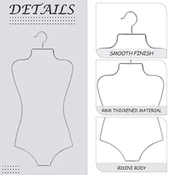 Lounsweer 10 Pack Lingerie Hangers Body Shape Display Hangers Metal Wire Bathing Suit Hangers Bikini Swimwear Hanging Rack Swimsuit Hanger for Bra Boutique Closet (Silver)