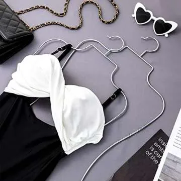 Lounsweer 10 Pack Lingerie Hangers Body Shape Display Hangers Metal Wire Bathing Suit Hangers Bikini Swimwear Hanging Rack Swimsuit Hanger for Bra Boutique Closet (Silver)