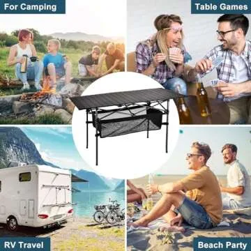 WUROMISE Sanny Outdoor Folding Portable Picnic Camping Table, Aluminum Roll-up Table with Easy Carrying Bag for Indoor,Outdoor,Camping, Beach,Backyard, BBQ, Party, Patio, Picnic