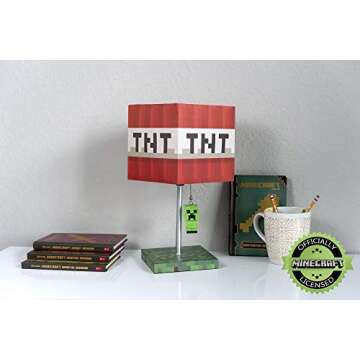 Minecraft TNT Block 14-Inch Desk Lamp with 3D Creeper Puller | LED Lamp
