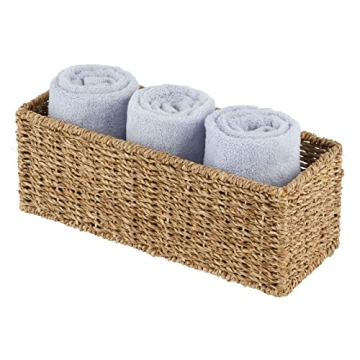 mDesign Woven Seagrass Bathroom Storage Organizer for Rolls