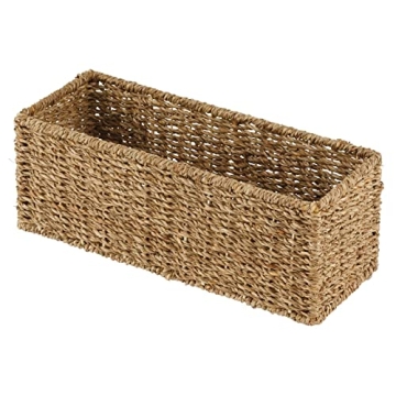 mDesign Woven Seagrass Bathroom Storage Organizer for Rolls