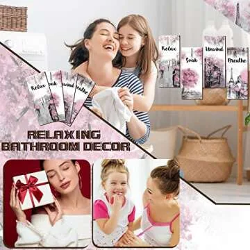 Gerrii Elegant Pink and Grey Bathroom Decor Set