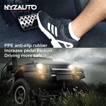 NYZAUTO Non-Slip Foot Pedal Pads for Jeep Wrangler