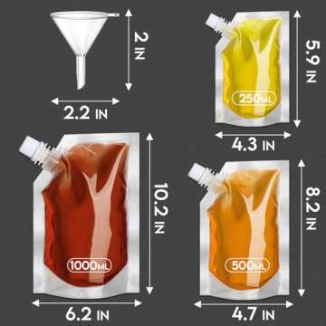 Plastic Flasks, Drink Pouches For Reusable, Plastic Flask Cruise Kit For Juice,Water,Milk, Anywhere,4×32oz 3×16oz 3×8oz,1×Funnel
