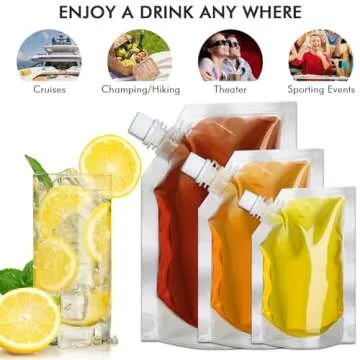 Plastic Flasks, Drink Pouches For Reusable, Plastic Flask Cruise Kit For Juice,Water,Milk, Anywhere,4×32oz 3×16oz 3×8oz,1×Funnel