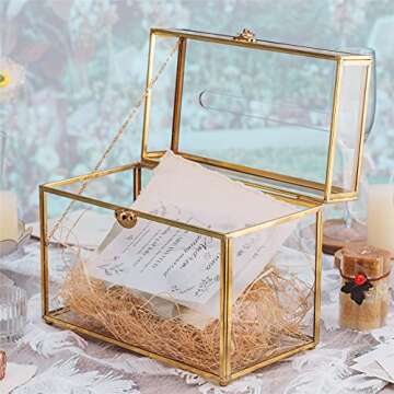 Elegant Gold Glass Card Box for Weddings & Events - 9.8 inch