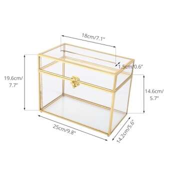 Elegant Gold Glass Card Box for Weddings & Events - 9.8 inch
