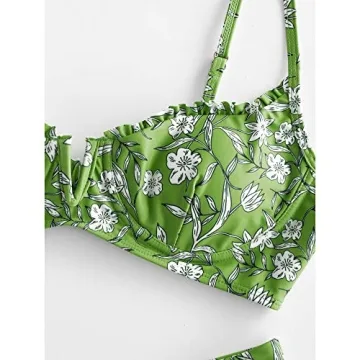 Stylish ZAFUL Women's Underwire Floral High Cut Bikini