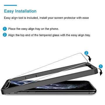 HATOSHI 3 Pack Screen Protector Designed for iPhone 11 Pro, iPhone XS, iPhone X Tempered Glass Film- Alignment Tray Easy Installation Case Friendly HD Clarity Bubble Free 9H Glass Screen 5.8-inch