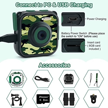 PROGRACE Kids Waterproof Digital Camera for Adventures