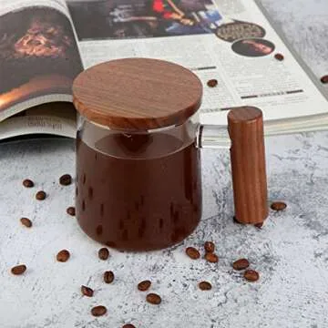 COMI Glass Mug with Walnut Lid 15oz Capacity