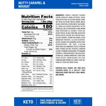 SlimFast Keto Fat Bomb Meal Replacement Whey Protein Bar, Nutty Caramel and Nougat, Low Carb with 9g Protein, 5 Count Box (Packaging May Vary)