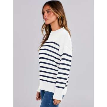 ANRABESS Women's Trendy Striped Fall Sweater Tops