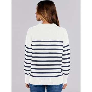 ANRABESS Women's Trendy Striped Fall Sweater Tops